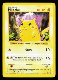 Pikachu Red Cheeks 58/102 Base Set (Shadowless) Pokemon Card - Image 1