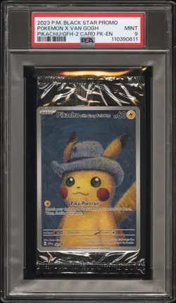 2023 POKEMON BLACK STAR PROMO POKEMON X VAN GOGH 2 CARD PACK CELLO PSA 9 - Image 1