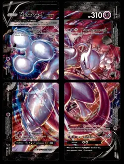 Mewtwo V-Union SWSH159 160 161 162 Set Ultra Rare Black Star Promo Pokemon Card - Image 1
