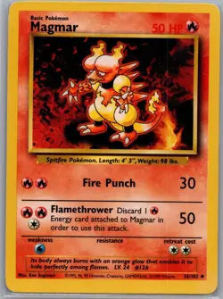 Magmar 36/102 Non Holo Base Set - Pokemon Card - NM - Image 1