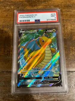 POKEMON 2022 GO DRAGONITE Full Art V #076 PSA 9 Mint RARE 2 - Image 1