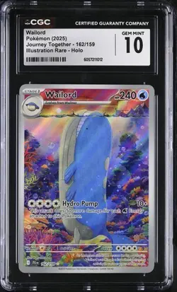 WAILORD 162/159 Illustration Rare 2025 Pokemon Journey Together CGC 10 GEM *mv - Image 1