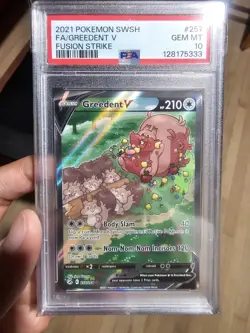 PSA 10 Greedent V #257 SWSH Fusion Strike 2021 Pokemon GEM MINT - Image 1