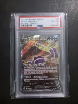 Pokemon TCG Skuntank V 181/195 SW&SH Silver Tempest Illustration Rare PSA 10 - Image 1