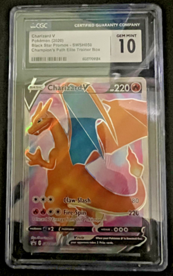 2020 Pokemon Champion's Path Promo Charizard V SWSH050 CGC Gem Mint 10 - Image 1
