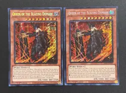 2025 YUGIOH MP25 1ST ED SECRET RARE QUEEN OF THE BLAZING DOMAIN X2 NM SET - Image 1