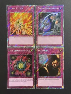 2025 YUGIOH RA04 1ST ED PLATINUM SECRET RARE DECK DEVASTATION VIRUS NM BONUS SET - Image 1