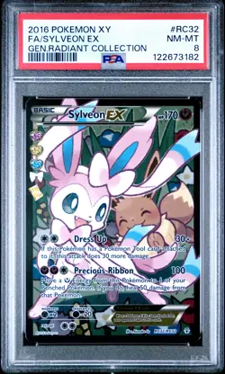 2016 POKEMON XY GENERATIONS RADIANT COLL #RC32 FULL ART/SYLVEON EX PSA 8 - Image 1