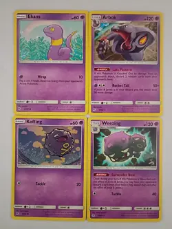 pokemon lot of 4 cards Ekans Arbok Koffing Wheezing Hidden Fates Art - Image 1
