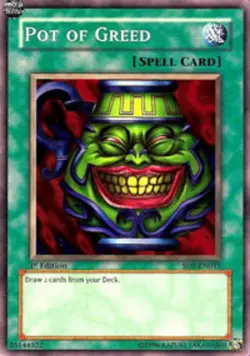 Yugioh! HP Pot of Greed - SD2-EN017 - Common - 1st Edition Heavily Played, Engli - Image 1