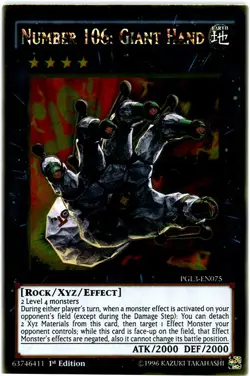 Yugioh! HP Number 106: Giant Hand - PGL3-EN075 - Gold Rare - 1st Edition Heavily - Image 1