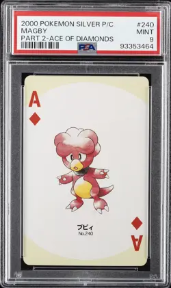 2000 POKEMON SILVER VERSION PART 2 PLAYING CARDS ACE OF DIAMONDS MAGBY PSA 9 - Image 1