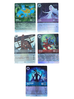 Disney Lorcana 5 Cards Genie,Elsa,Maui,Stitch,Maleficent Disney 100 Series NM - Image 1