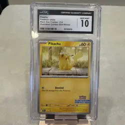 CGC GEM MINT 10 Pikachu Pokemon Card #214 Black Star Promo Illustration Contest - Image 2