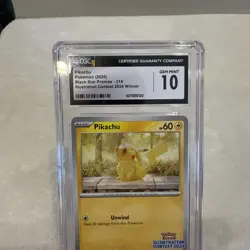 CGC GEM MINT 10 Pikachu Pokemon Card #214 Black Star Promo Illustration Contest - Image 3