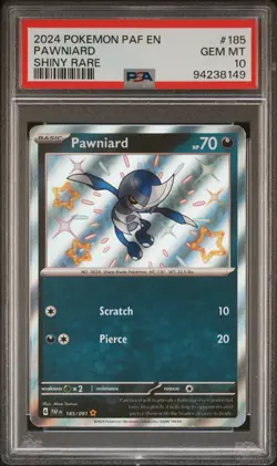 2024 POKEMON PAF EN-PALDEAN FATES SHINY RARE #185 PAWNIARD PSA 10 - Image 1