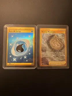 ⭐Pokemon Gold/Secret Rare Lot Of 2 - Water Energy Stormy Mountains NM - Image 1