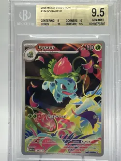 POP 1 Pokemon Mega Evolution Cards Bulbasaur Stamped 133 Ivysaur 134 BGS 9 9.5 - Image 3