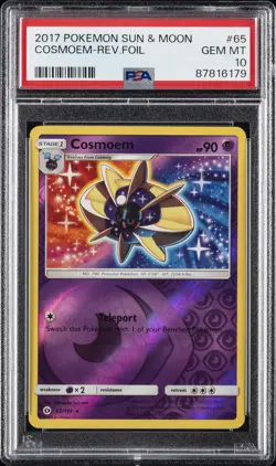 2017 POKEMON SUN & MOON #65 COSMOEM-REVERSE FOIL PSA 10 - Image 1
