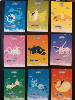 Pokemon Let's Go Eevee Database Peru Sleepy Set Eeveelutions Set HEART HOLO - Image 1