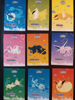 Pokemon Let's Go Eevee Database Peru Sleepy Set Eeveelutions Set HEART HOLO - Image 3