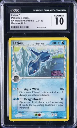 2006 POKEMON EX HOLON PHANTOMS; REVERSE HOLO #22/110 LATIOS Δ CGC 10 GEM MINT - Image 1