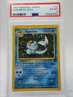 VAPOREON 1999 POKEMON JUNGLE HOLO RARE 12/64 PSA 6 Q2689 - Image 1