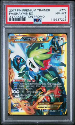 2017 POKEMON PREM TRAINER XY COLL PROMO #77A FULL ART/SHAYMIN EX PSA 8 - Image 1