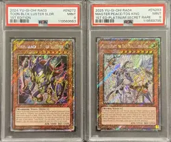 2024 PSA 9 YUGIOH RA03 PLATINUM SECRET RARE TOON BLS & MASTER PEACE SET 💫 - Image 1