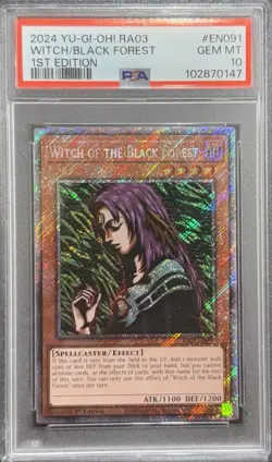2024 PSA 10 YUGIOH RA03 PLATINUM SECRET RARE WITCH OF THE BLACK FOREST 💎 - Image 1