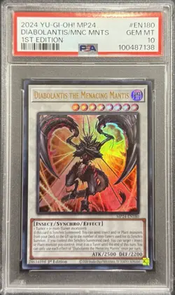 2024 PSA 10 YUGIOH MP24 ULTRA RARE DIABOLANTIS MENACING MANTIS 💎 - Image 1