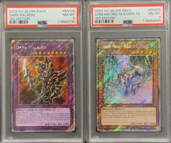 2024 PSA 8 YUGIOH RA03 PLATINUM SECRET RARE DARK PALADIN & STREAM DRAGON SET - Image 1