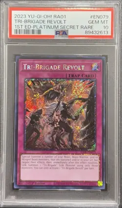 2023 PSA 10 YUGIOH RA01 PLATINUM SECRET RARE TRI BRIGADE REVOLT 💎 - Image 1