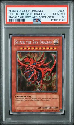 2003 YU-GI-OH! PROMO GAME BOY ADVANCE-SECRET RARE SLIFER THE SKY DRAGON PSA 10 - Image 1