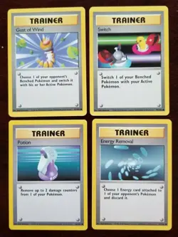 Trainer 4x Base Set Unlimited Pokemon Cards Potion Switch Energy Removal Gust of - Image 1
