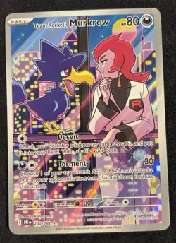Pokemon TCG Destined Rivals Team Rockets Murkrow Card 200/182 IR Mint Condition - Image 1