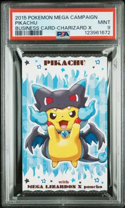 2015 POKEMON JPN STRONG CUTE PIKACHU MEGA CAMPAIGN BUSINESS CARDS PIKACHU PSA 9 - Image 1