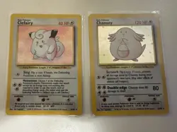 1999 Pokemon HOLO cards Chancey 3/102 and Clefairy 05/102 - Image 1
