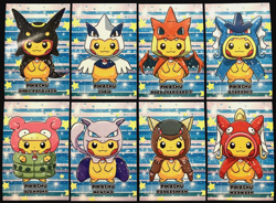 Poncho Pikachu Pokemon Merry Christmas Card Database Magenta Holo Stars - Image 1