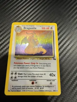Pokemon TCG Fossil Set 4/62 Dragonite Holographic Rare Card NM / LP - Image 1