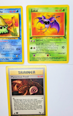 *1st Ed* Lot (3) Vintage Pokemon Cards NM - Fossil Set 1999 WOTC: Zubat, Omanyte - Image 4