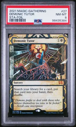 2021 MTG STRIXHAVEN MYSTICAL ARCHIVE FOIL #27 DEMONIC TUTOR PSA 8 - Image 1