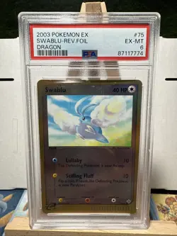 Pokemon TCG Swablu EX Dragon Reverse Holo Common Card 75/97 PSA 6 - Image 1