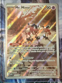 Pokemon TCG Mr. Mime Scarlet & Violet Holo Illustration Card 179/165 - Image 1