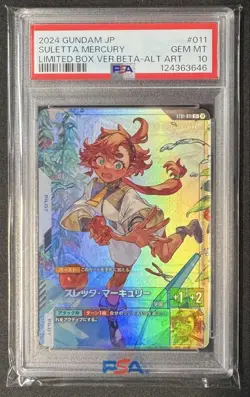 PSA 10 GUNDAM Card Game limited Box Ver.β ST01-011 C+ Suletta Mercury Sleeved - Image 1