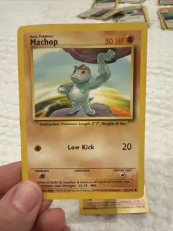 Pokemon Machop Card 50 HP Low Kick Attack 52/102 1999 Base Set - Image 1