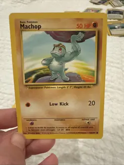Pokemon Machop Card 50 HP Low Kick Attack 52/102 1999 Base Set - Image 2