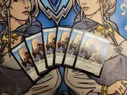 6 Knight (2/2) / Saproling Dual-Sided Token - NM/M AFC MTG Magic - Image 1