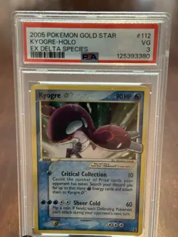 2005 Pokemon Gold Star Ex Delta Species #112 Kyogre Ex Holo PSA 3 W/ Swirl - Image 1
