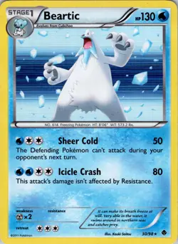 2011 Pokemon, Emerging Powers, #30/98 Beartic, Cosmos Holo Rare, Blister - Image 1
